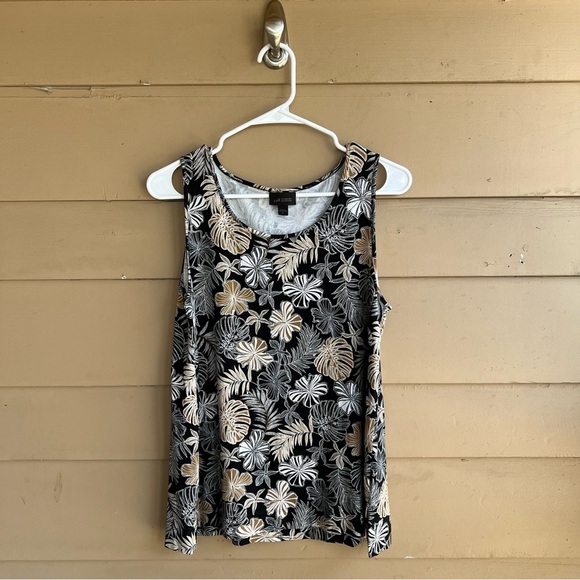 J. Jill Wearever Collection Floral Tank Top - SZ M Neutral Casual Summer Stretch - Picture 1 of 5